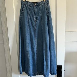 Blue Denim Circle Maxi Skirt